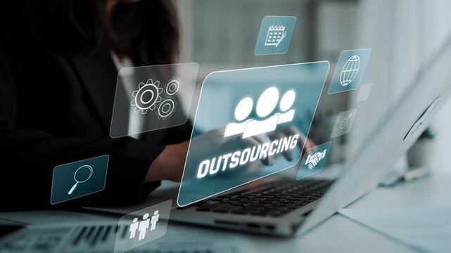 Outsourcing concept showing collaboration, delegation, global workforce, productivity, and task management through remote teams and external service providers Marrow
