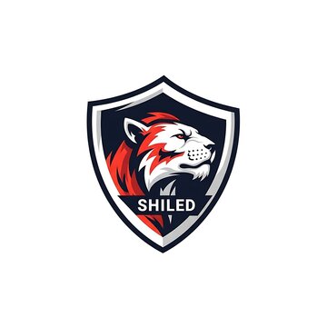 Stylized tiger head in shield logo with text SHILED on white background