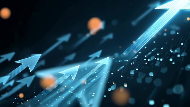 Abstract cloud computing concept with glowing neon lines representing data transfer and digital network technology in futuristic dark background.