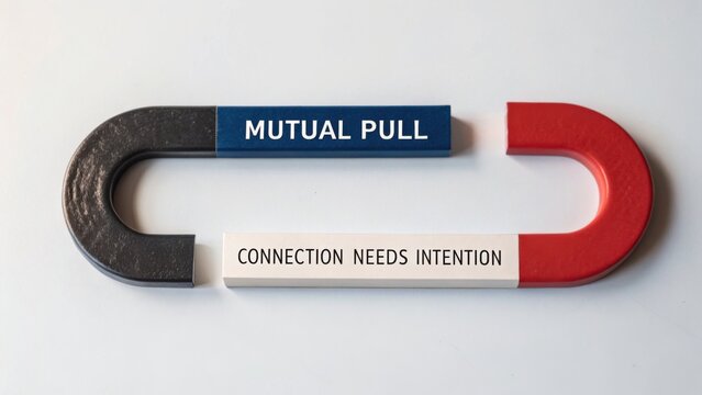 Two magnets demonstrating the concept of mutual pull and the need for intention in connections