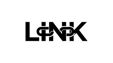 Obraz premium Link Connection Logo Design, Creative Typography with Interlocking Chain Link, Minimalist Black Vector Illustration for Network and Synergy