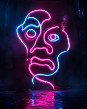 weird face neon wire frame 