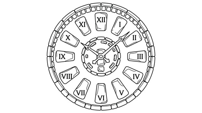 Vintage Roman Clock Face Decorative Circular Time Illustration