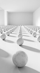 Fototapeta premium Minimalist White Spheres Room Interior Design