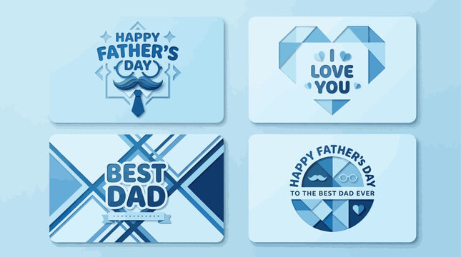 Father's Day greeting card template with colorful balloons and confetti