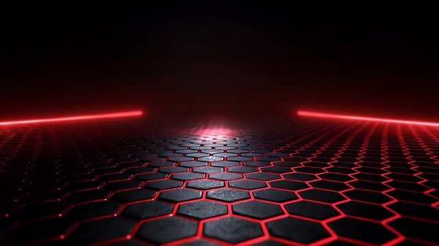 Abstract dark background with spotlights shining on wet stone floor in smoky studio for product presentation dramatic stage with cinematic lighting effects and hazy atmosphere motion loop.