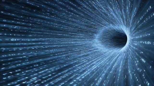 Abstract background featuring high speed light trails forming tunnel effect with vibrant neon colors moving forward through infinite space glowing motion graphic loop for futuristic digital projects.
