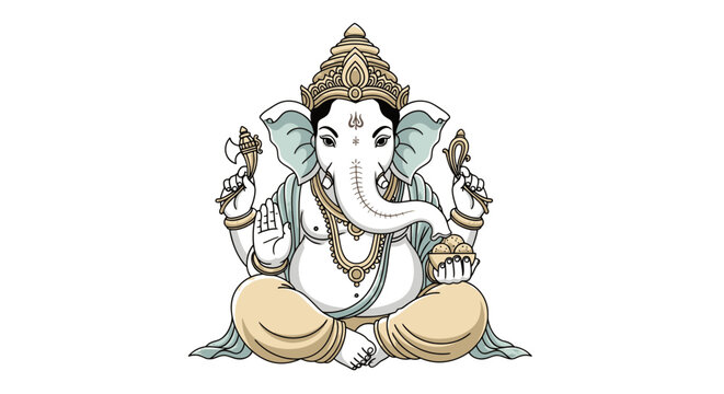 Lord Ganesha illustration in a classic sitting pose for Hindu festivals