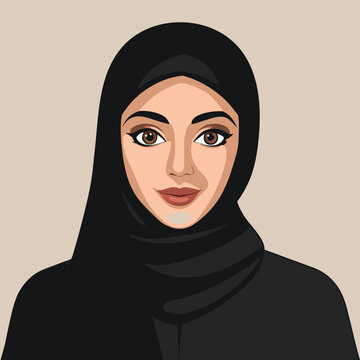 Elegant Muslim woman wearing stylish black abay.