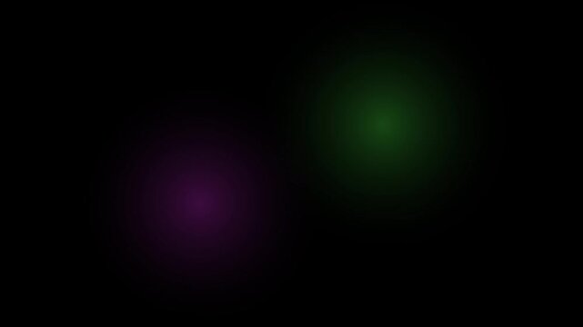 Soft Glowing Green and Purple Light Blobs Floating and Shifting on a Deep Black Background for Ambient Visual Effect