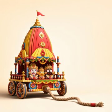 Ratha Yatra festival chariot with deities, traditional Indian celebration of Jagannath