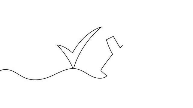 Checkmark and cross symbols representing right and wrong in line art style 