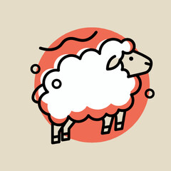 Obraz premium Cute cartoon sheep standing alone profile.