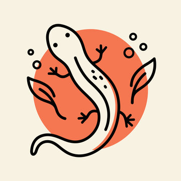 White salamander amphibian creature illustration.