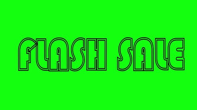 4K animated flash sale text on green screen background for marketing promotion and chroma key video editing