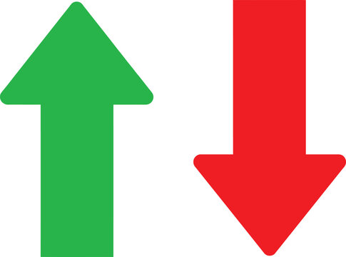 Green up arrow and red down arrow symbols for business growth and decline Vector