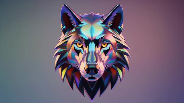 Colorful wolf head illustration art.