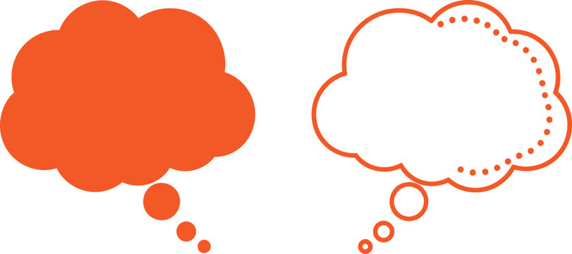 Orange speech bubbles and thought clouds set for communication and design Vector