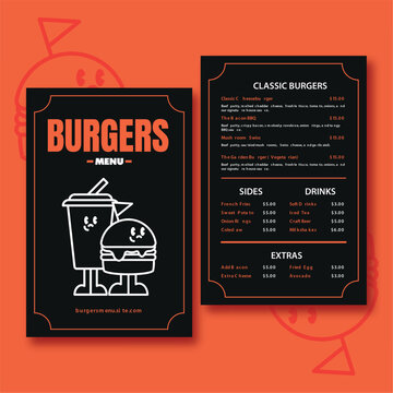 Modern dark burger menu poster template
