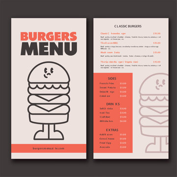 Clean burger menu template light style
