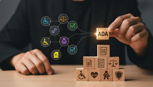 ADA compliance accessibility concept digital inclusion support symbols