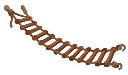 Creative rope ladder bridge with wooden steps cartoon style climbing equipment vector © Sabbir