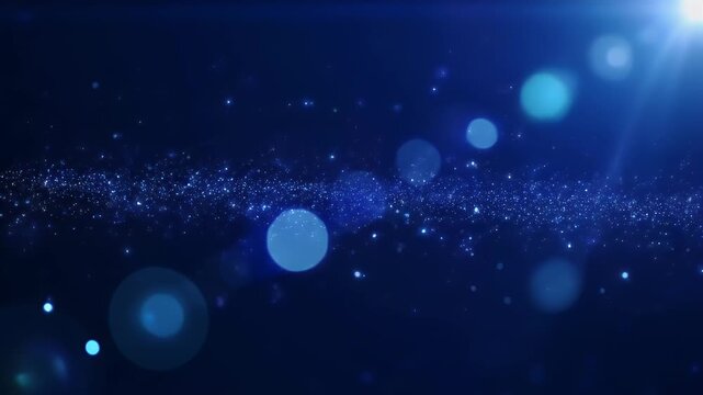 Abstract dark background particle and bokeh flow and lighting effect with blur and grain processed