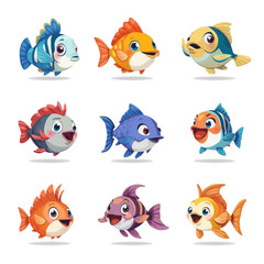Fototapeta premium set of funny cartoon fishes