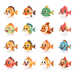 Fototapeta premium set of funny cartoon fishes