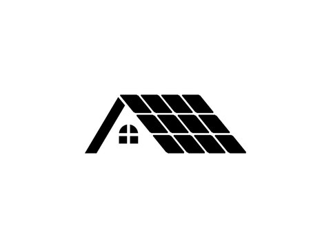 solar panel house roof energy eco home icin vector