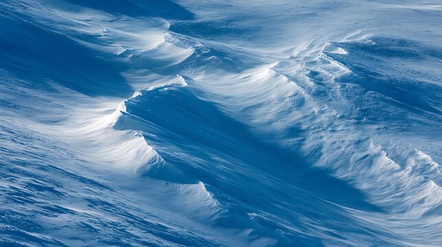 Stunning Aerial View of Snowdrifts on a Frozen Arctic Landscape.