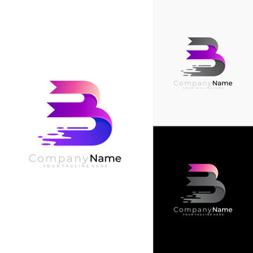 Letter B logo and swoosh design company, delivery express logo