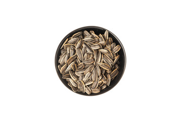 Naklejka premium Female hand sunflower seeds on a white background isolation