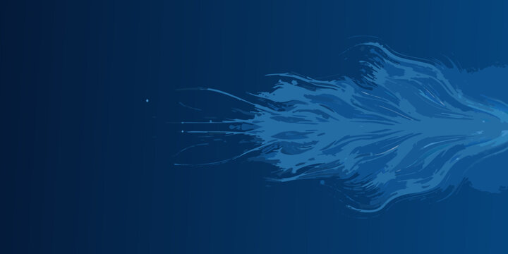 Abstract stream of glowing blue particles radiating from a central point on a dark background