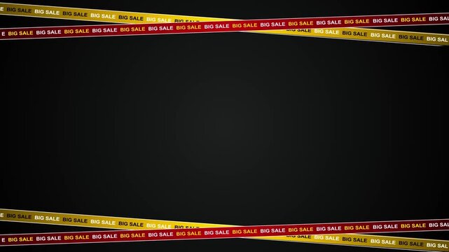 Big sale ribbon frame promo strips, empty center, bold retail text, modern shopping layout. for discount videos, store campaigns, commerce ads, offer promos, festive sales, and commercial titles.