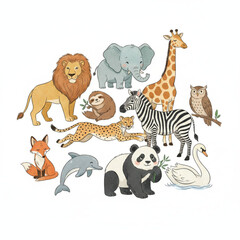 Fototapeta premium set of funny animals