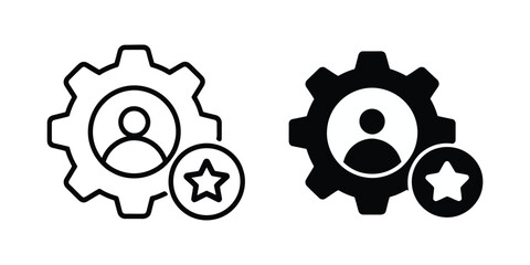 Skill icons vector illustration set featuring outline and solid black silhouettes for competence, expertise, and career development design. © Well Done