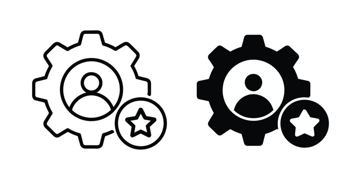 Skill icons vector illustration set featuring outline and solid black silhouettes for competence, expertise, and career development design.
