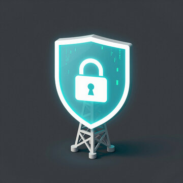 Abstract broadcast tower with protective digital privacy shield