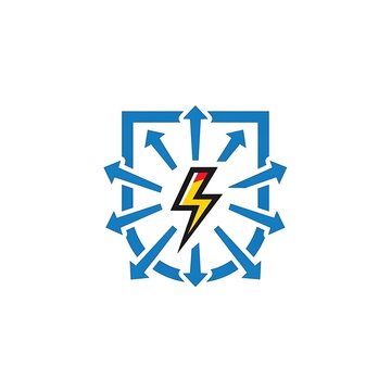 Electricity flow directional arrows symbol.