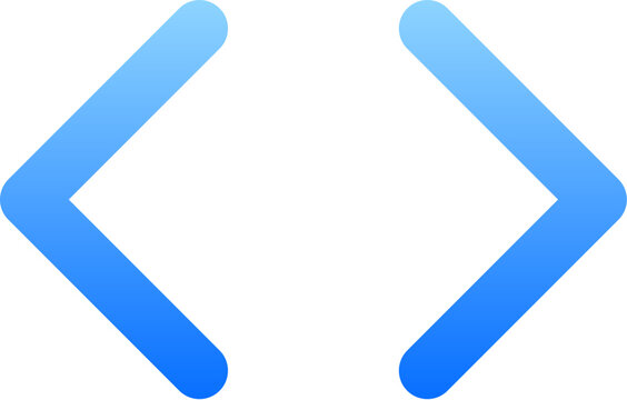 Modern blue gradient source code sign for web programming script and software developer ui