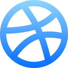 Obraz premium Modern blue gradient dribbble basketball sign for creative design portfolio interface