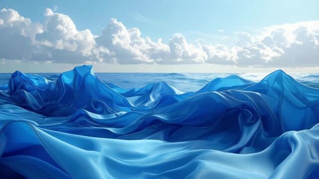 blue cloth on the edge of the ocean waves