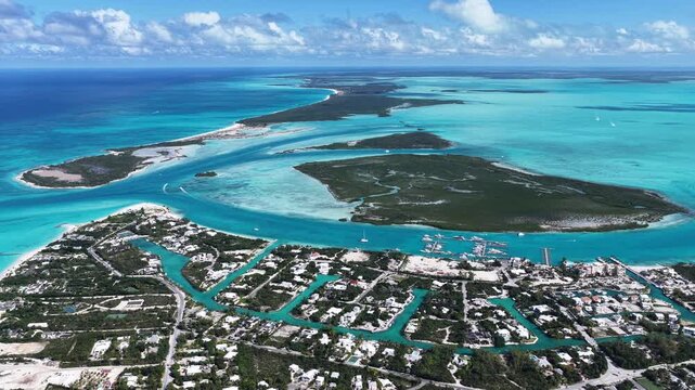 Grace Bay Beach At Providenciales In Overseas Territory Turks And Caicos Islands. Caribbean Beach. Tropical Scenery. Stunning Highrise Buildings. Grace Bay Beach In Turks And Caicos Islands.