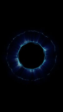 abstract cosmic explosion shockwave blue energy on black background, texture Bright blue explosion with radiating light beams in space. blue shockwave explosion animation with black background