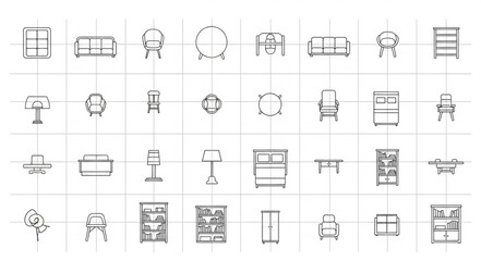 Obraz premium Architectural Floor Plan Symbols Collection for Interior Design.