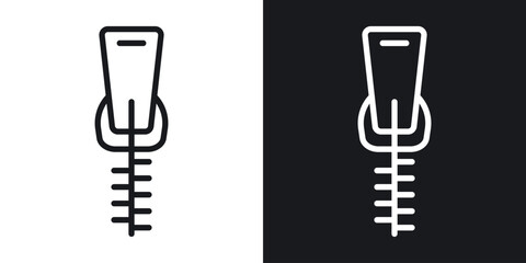 Zipper tool icons set in black and white stroke lines © chandi