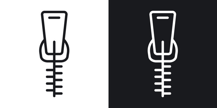 Zipper tool icons set in black and white stroke lines