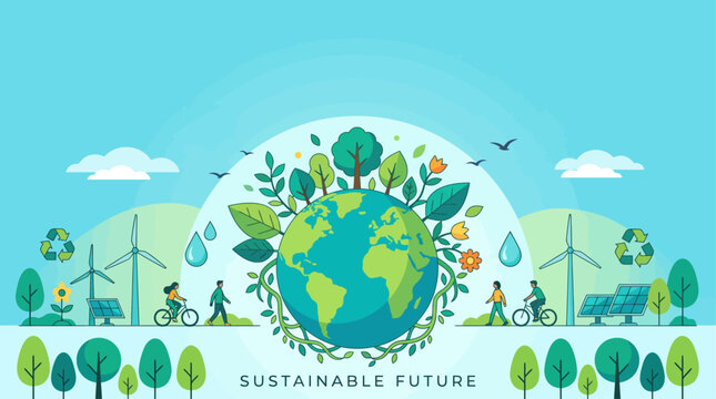 A vibrant illustration for World Environment Day, promoting global sustainability, renewable energy solutions, and a greener, healthier planet for everyone