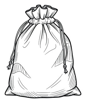 Versatile empty fabric pouch with a closed drawstring top for various packaging or storage uses